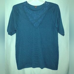 Torrid Teal Lace Detail Blouse